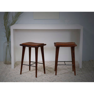 Walnut Finish Leather Counter Stool