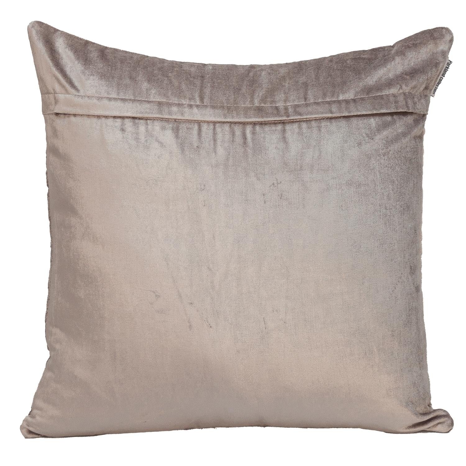 Taupe Velvet Quilted Throw Pillow