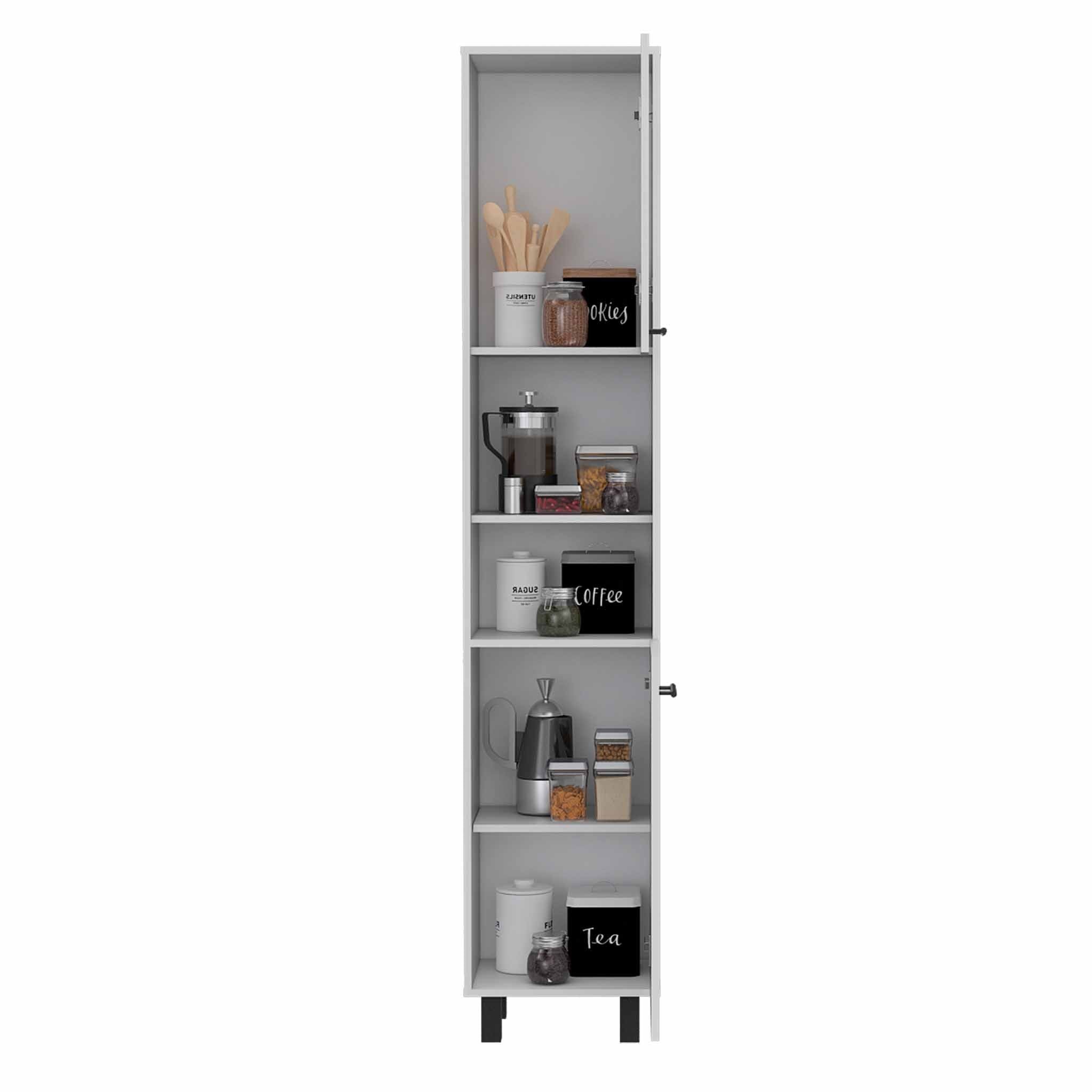 White Sleek and Tall White Pantry Cabinet