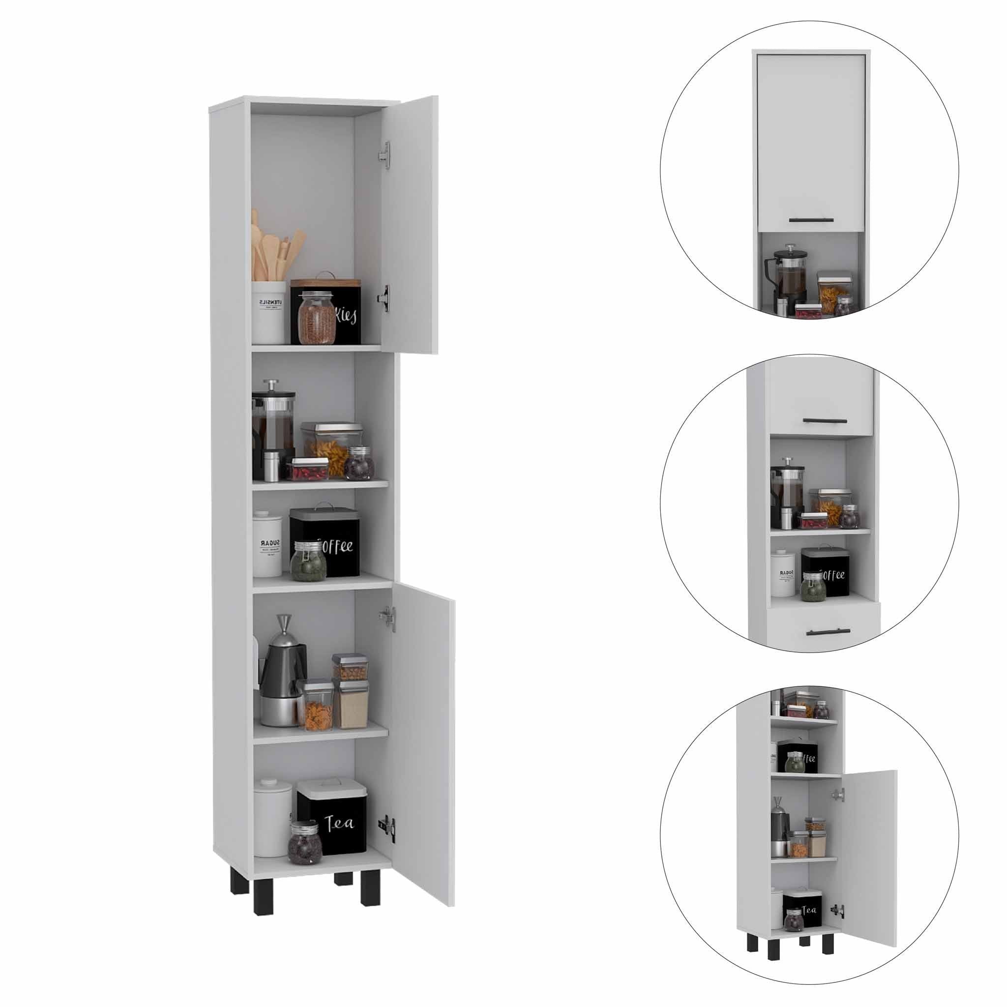 White Sleek and Tall White Pantry Cabinet